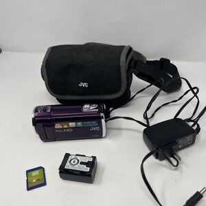 JVC Everio GZ-E10VU Camcorder Video Camera Purple 40x Zoom Tested W/ Battery